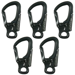 Fusion Climb Tudor - Mosquetón de aluminio ligero con doble cierre de ojo, 32 kN, color negro, paquete de 5