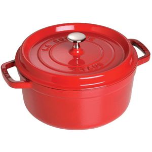 Staub olla de hierro cocotte redonda de 6-1/4 cuartos de galón, Cereza