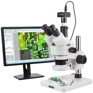 AmScope sm-1ts-144s-m Digital Profesional trinocular zoom microscopio estéreo, WH10 X Oculares, 7 x -45 X Ampliación, 0.7 x -4.5 X Zoom lente, 144-Bul