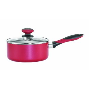Mirro Get a Grip – Aluminio 3-quart antiadherente sartén con tapa de vidrio, utensilios de cocina, Rojo