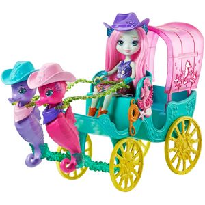 Enchantimals Sandella Seahorse, Friends and Western-Styled - Muñeca de entrenador y juego
