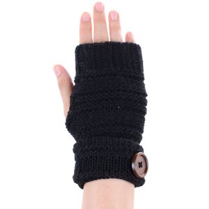 byos Mujer Invierno (mezcla de lana Chic de punto guantes largos sin dedos mano calentador W/Castaña (Madera), color café botón movimiento Cuff