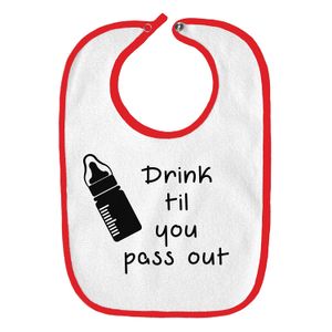 Bebida 'til You Pass Out Botella Leche Funny parodia Infant bebé babero, talla única , Cherry Red
