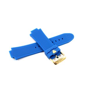 Correa de reloj de silicona azul de 1.102 in y hebilla de acero inoxidable dorada para reloj circular Legato de 1.929 in.