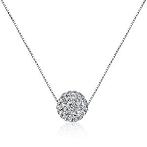 valice S925 plata de ley Cadena Full bola de vidrio de diamantes Sparkle Colla Colgante Collar para las mujeres