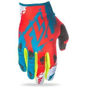 FLY Racing Unisex-Adult Kinetic Guantes (Dark Teal/Rojo, Juventud Pequeño)