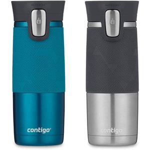 Contigo Autoseal - Taza de viaje (16.0 fl oz, 2 unidades), turquesa / gris (Turquoise/Gray)