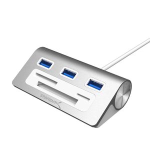 Sabrent premium 3 puertos USB 3.0 Hub de aluminio con Multi-in-1 lector de tarjetas (12" Cable) para iMac, MacBook, MacBook Pro, MacBook Air, Mac Mini