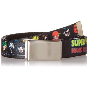 Buckle-Down - Cinturón para hombre, diseño de cómics DC de 1.0 in, Multicolor, 1.5 in de ancho, para pantalones de hasta 4.0 in