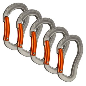 Fusion Climb Techno Zoom Bent Puerta mosquetón ergonómico Gray/Orange 5-Pack