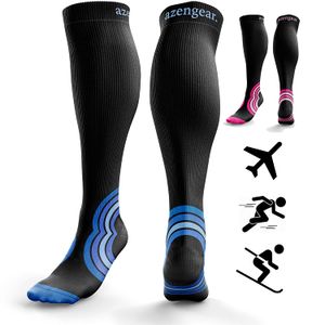 aZengear - Calcetines de compresión para hombre y mujer, 20-30 mmHg, calcetines de vuelo anti DVT, viajes, correr, esquí, atletismo, enfermeras, apoyo