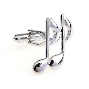 mrcuff Música 8th octava nota Par de gemelos en una caja de regalo y paño de pulido