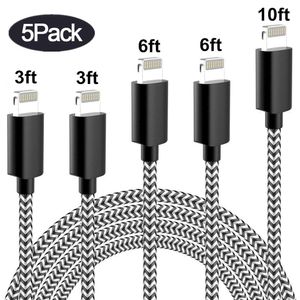 Sharllen MFi paquete certificado 3/6/10FT Nylon trenzado teléfono celular cable de carga USB de carga rápida y sincronización de cable largo, iPhone c