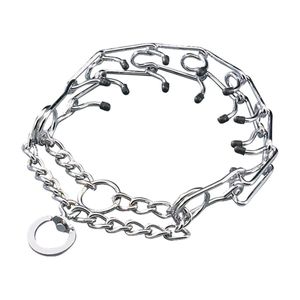 Pettom Dog Prong Training Chain Collar Stainless Steel Adjustable Pinch Pet Choke Collar with Comfort Rubber Tips