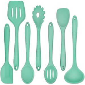 Utensilios de cocina, P & P CHEF 7 piezas verde utensilios de cocina resistente al calor, para utensilios de cocina antiadherentes, servir de cocina,