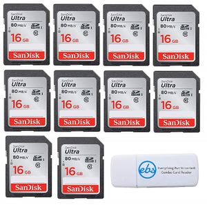 SanDisk Ultra - Paquete de 10 tarjetas de memoria flash UHS-I clase 10 SD (SDSDUNC) con todo menos Stromboli (TM).