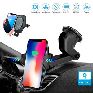 DYK Wireless Car Charging Mount Automatic Clamp, Qi 10W 7.5W Fast Charging Air Vent Windshield Dashboard Phone Holder - Compatible with iPhone Xs,Max,