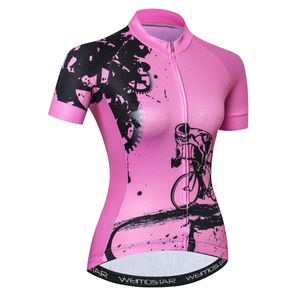 Maillot de ciclismo para mujer, manga corta, transpirable, con bolsillos, diseño de flores