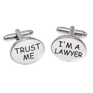 MRCUFF - Gemelos y gamuza de pulido en caja de regalo con texto "Trust Me I'm a Lawyer"