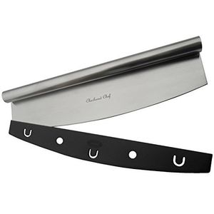 Cortador de pizza de chef a cuadros, cuchilla afilada con tapa. Acero inoxidable resistente. La mejor manera para cortar pizzas y más. Seguro para el