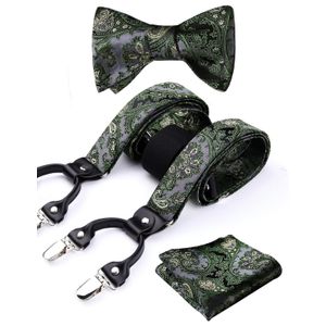 Hisdern Paisley Floral 6 Clips Tirantes Y Pajarita Y Bols...