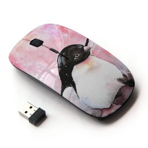 koolmouse [ratón inalámbrico óptico 2.4 G] [pingüino bebé, rosa y morado Acuarela]