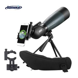 AOMEKIE 20-60x80 - Escobilla con trípode para teléfono y funda BAK4 Porro Prism, telescopio en ángulo de 45 grados, resistente al agua para objetivo d