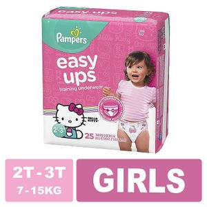 Pampers Easy Ups entrenamiento ropa interior Niñas Tamaño 4 2T-3T, 25 unidades