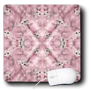 3dRose LLC 8 x 8 x 0.25 inches Girly Grunge calaveras en un patrón Circular mouse pad (mp _ 100746 _ 1)