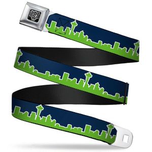 Buckle-Down Unisex-Adult's Seatbelt Belt Seattle Kids, Skyline Navy/Lime Green, 1.0" Wide-20-36 Inches