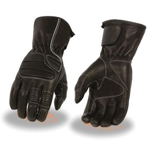 Milwaukee piel unisex-adult con forro térmico espalda acolchada Racing guante con ribetes reflectantes (negro, 4 x l)