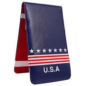 Craftsman Golf USA Star Red Stripes Blue Pu Leather Scorecard & Yardage Holder Cover Also Can Customization Your Name Version