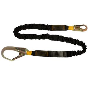 Fusion Climb interna Bungee Descenso Protección Seguridad Lanyard con Snap Ganchos Rebar, Negro, 4 de acero '48" x 2"