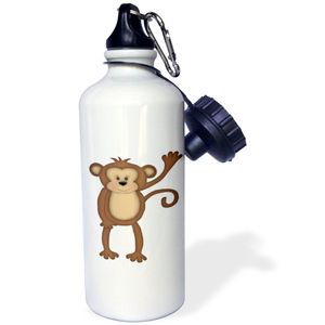 3dRose WB _ 222512 _ 1 lindo café Jungle overol diciendo HI illustration-sports botella de agua, 21 oz, color blanco