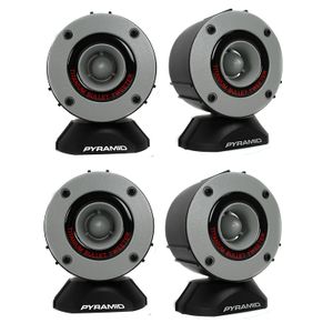 4) Pirámide TW28 de 3,75" 600 W Super Car Audio Horn Bullet Aluminio Tweeters