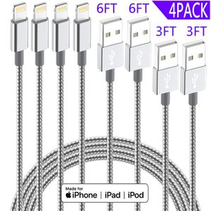 IDiSON - 4 cables de carga rápida compatibles con iPhone X XR XS XS MAX 8 Plus 7 Plus 6s Plus 6 Plus 5s 5c iPad Air iPad Mini iPod (color blanco, 5.9