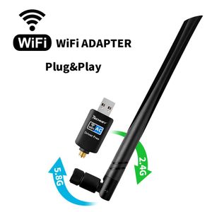 WiFi Adapter 600mbps，Techkey Wireless USB Adapter Dual Band 2.4GHz/5.8GHz LAN Card 802.11ac Network Card for Desktop Laptop PC Support Windows 10/8.1/