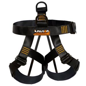 Fusion Climb 23 KN Teka mitad Táctica cuerpo ajustable Zipline Rappelling Arnés, Negro/Naranja, talla M/XL
