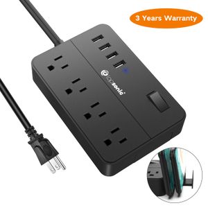 Power Strip with USB, Surge Protector with Multi Plugs 4 USB Ports and 10A 5ft Extension Cord, Widely Spaced Outlets Extendable Stand, Compact USB Pow