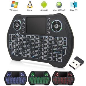 Mini teclado inalámbrico retroiluminado con teclado táctil y ratón combinado, batería recargable de iones de litio y mando a distancia multimedia, par