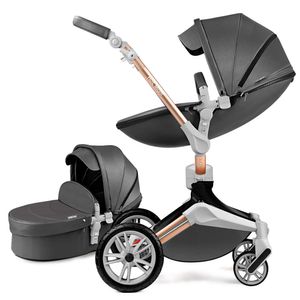 Hot Mom. Pushchair Pram - Carriola de bebé con función de rotación de 360º, Cochecito color gris, Negro