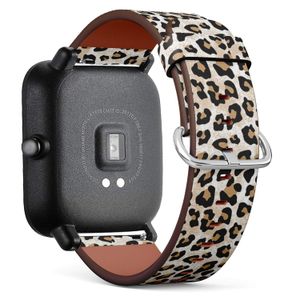 Compatible con Huami Amazfit Bip – Correa de piel para reloj con pines de liberación rápida (leopardo moderno).