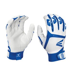 EASTON GAMETIME Batting Glove | Pair | Baseball Softball | Adult | Large | White / Royal | 2020 | Smooth Goatskin Palm | Durable Synthetic Thumb | Fle