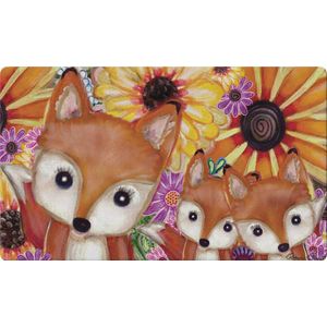 Toland Home Garden 800471 Fox Family - Felpudo decorativo, diseño de animales florales