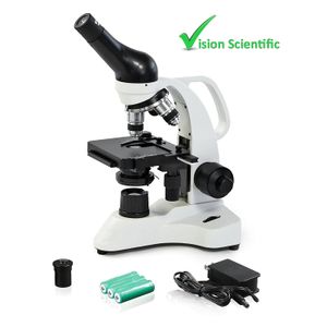Vision Scientific VME0006-100-RC-E2 - Microscopio LED inalámbrico (aumento de 40 a 2000 X, iluminación LED con control de intensidad de luz, 1,25 N.A,