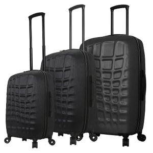 Mia Toro Italia Abstract Croco Hard Side Spinner - Juego de equipaje de 3 piezas, color negro