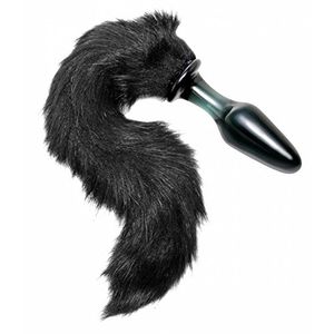 Frisky Midnight Fox vidrio Plug Anal con cola
