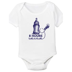 8 horas Botella para acelerador, la aviación Themed bebé Bodysuit, Blanco
