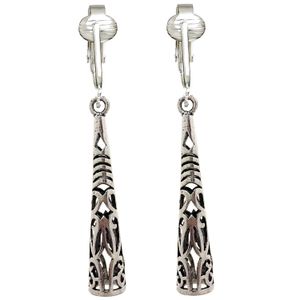 Pendientes de plata de filigrana con clip para mujer y de clip, pendientes sin perforar de plata, aleación, 43227-106268