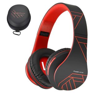 PowerLocus - Auriculares de diadema con Bluetooth, inalámbricos, estéreo, plegables, inalámbricos y con cable con micrófono integrado, micro SD/TF, FM